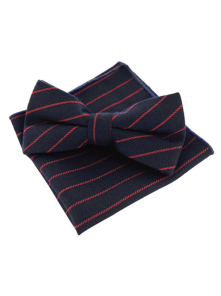 axy Fliege Herren Fliege mit Einstecktuch als Set Tweed Style (2er, 1x Fliege mit Einstecktuch als Set) Fliege bereits gebunden, Schleife Konfirmation verstellbar von axy