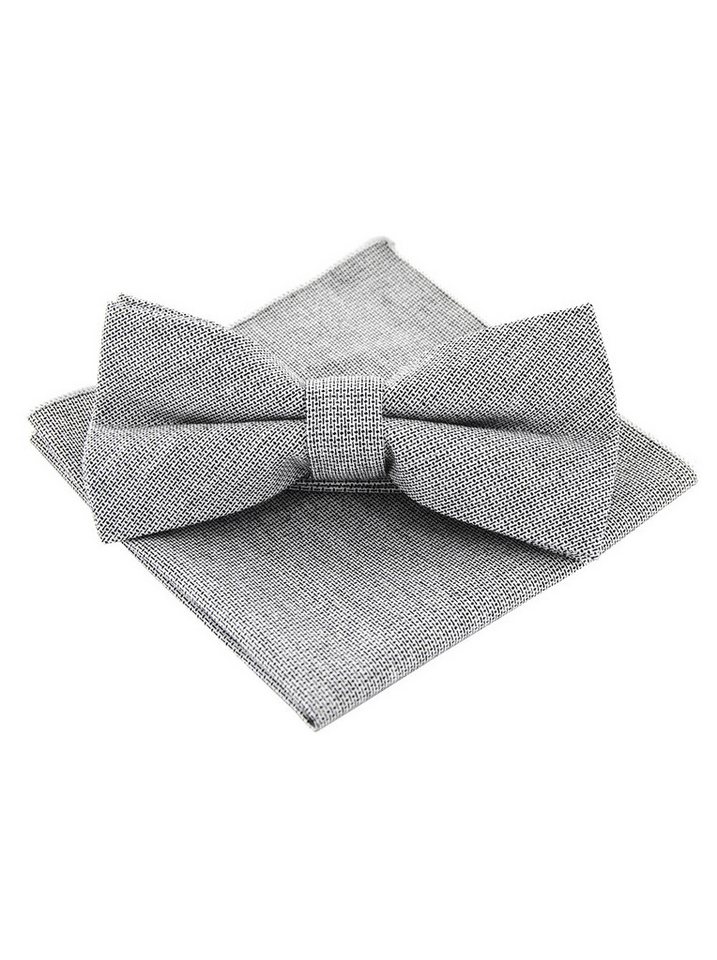 axy Fliege Herren Fliege mit Einstecktuch als Set Tweed Style (2er, 1x Fliege mit Einstecktuch als Set) Fliege bereits gebunden, Schleife Konfirmation verstellbar von axy