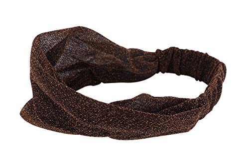 axy HB4A Vintage Haarband mit Glitzerfäden Headband Hairband (Braun) von axy