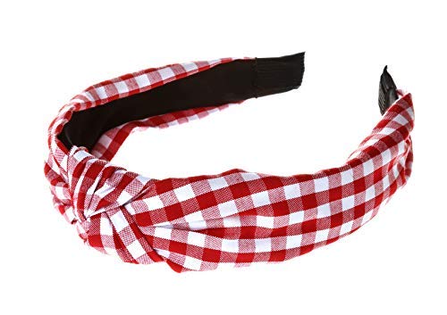 axy HR34k Vintage Look Kariert Haarreif SERIE 34k Hair band -Wunderschön Stirnband (Rot-Weiss Kariert) von axy