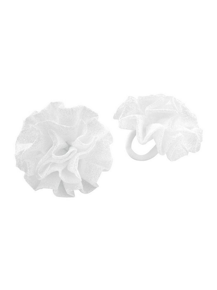 axy Haargummi Kinder Blumen Haargummis zur Kommunion in Weiss, 2 stück Haargummis, Kinder Haarschmuck Haargummi mit Stoffblumen von axy