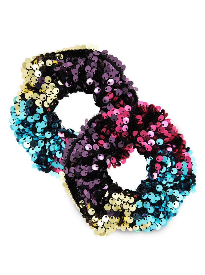 axy Haargummi Pailletten Haargummis Set Mädchen Damen Meerjungfrau, Doppelpack, 2-Teiliges Haargummis Set, elastisch glitzernd Zopfgummi Haarteil Haarband Zopfhalter von axy