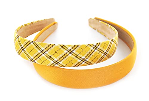 axy Haarreif 2er Set Klassic Vintage Haarreifen Hairband Damen Stirnband HRKD1 (2er Set - Gelb) von axy