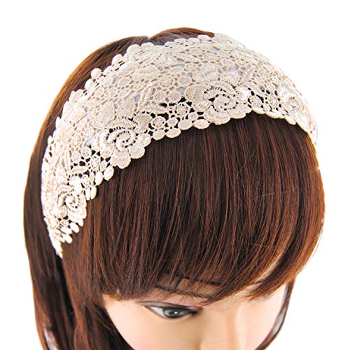 axy Haarreif Braut Haarschmuck Brautschmuck Brautjungfer Hochzeit Fotoshooting Haarband Hairband Stirnband Haarreifen HR15W (Elfenbeinweiss - Stil A) von axy