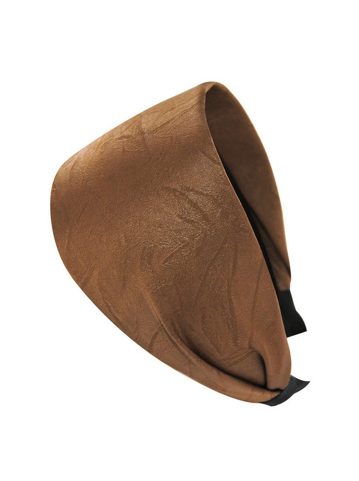 axy Haarreif Breiter Haarreif aus geprägtem Stoff in Lederoptik mit Blattmuster, Damen Breiter Haarreif (Leder Optik) Haarband Haarreifen von axy