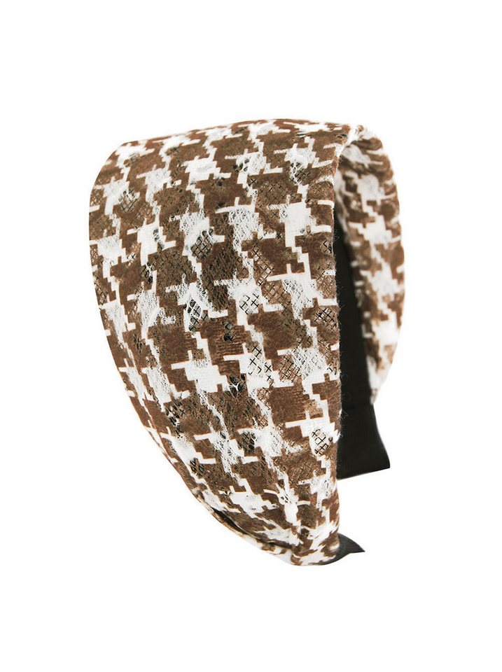 axy Haarreif Breiter Haarreif mit Hahnentrittmuster Wunderschön, Damen Breiter Haarreif 8cm Breit Haarreifen Haarband von axy