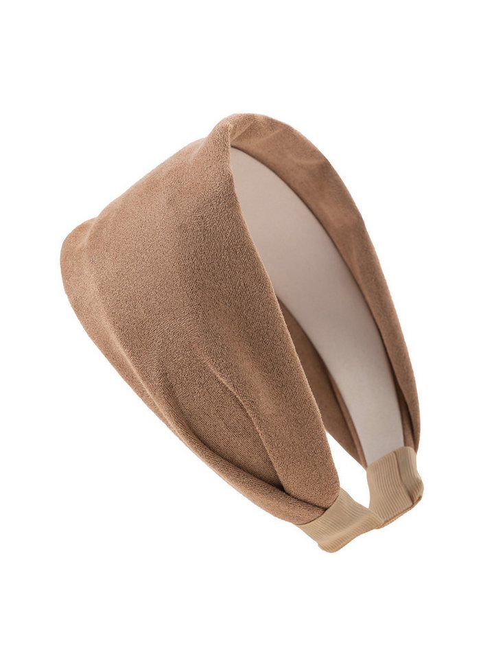 axy Haarreif Breiter Haarreif mit leichtem Flanell elegant, Damen Breiter Haarreif (Leder Optik) Haarband Haarreifen von axy