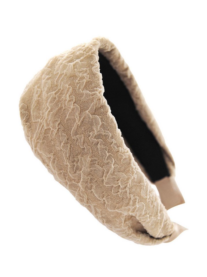 axy Haarreif Breiter Haarreif mit strukturiertem Spitzenstoff Wunderschön, Damen Breiter eleganter Haarreif Haarreifen Haarband von axy