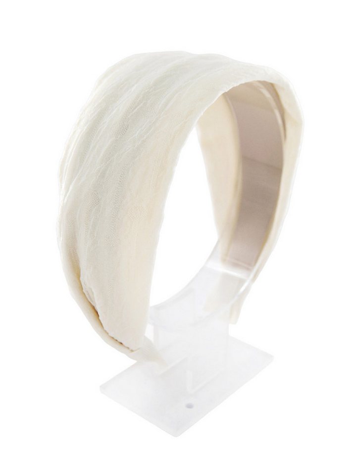 axy Haarreif Breiter Haarreif mit strukturiertem Spitzenstoff Wunderschön, Damen Breiter eleganter Haarreif Haarreifen Haarband von axy