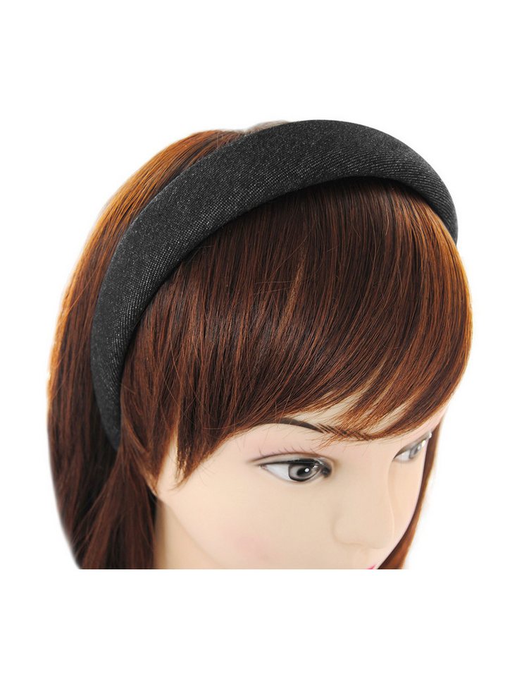 axy Haarreif Breiter gepolsterter Haarreif mit Jeansstoff, Vintage Damen Haareifen Haarband von axy