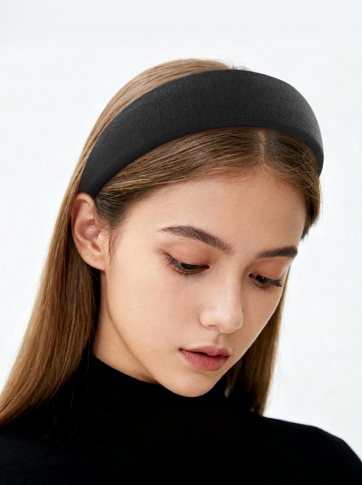 axy Haarreif Klassischer gepolsterter Haarreif aus geripptem Stoff elegant, Damen Breiter Haarreif Haarband Haarreifen von axy