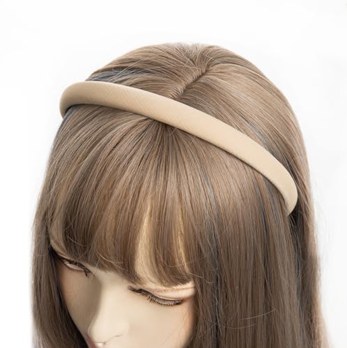 axy Haarreif aus Stoff mit feinen Metallicfäden - gepolstert - Wunderschön Damen Stirnband Haarschmuck Haarreifen HRK7B (Beige) von axy