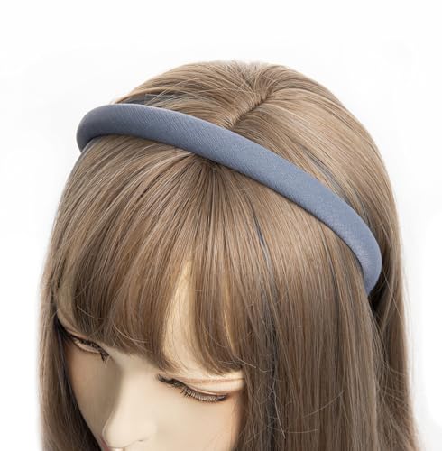axy Haarreif aus Stoff mit feinen Metallicfäden - gepolstert - Wunderschön Damen Stirnband Haarschmuck Haarreifen HRK7B (Jeansblau) von axy
