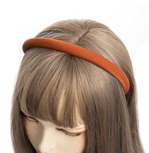 axy Haarreif aus Stoff mit feinen Metallicfäden - gepolstert - Wunderschön Damen Stirnband Haarschmuck Haarreifen HRK7B (Orangebraun) von axy