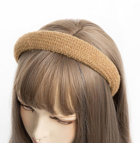 axy Haarreif aus Strickstoff mit feinen Metallicfäden - gepolstert - Wunderschön Damen Stirnband Haarschmuck Haarreifen HRK11 (Beige) von axy