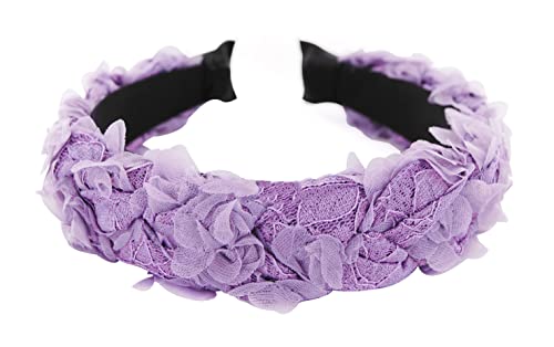 axy Haarreif mit Blumenkranz Look Wunderschön Vintage Look zur Hochzeit Stirnband Haarschmuck Damen Haarreifen HRBLU1 (Lila) von axy