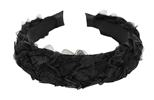 axy Haarreif mit Blumenkranz Look Wunderschön Vintage Look zur Hochzeit Stirnband Haarschmuck Damen Haarreifen HRBLU1 (Schwarz) von axy