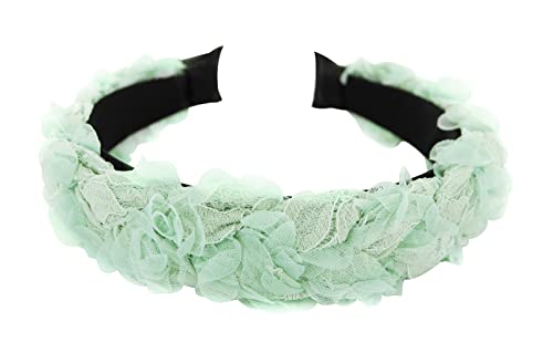 axy Haarreif mit Blumenkranz Look Wunderschön Vintage Look zur Hochzeit Stirnband Haarschmuck Damen Haarreifen HRBLU1 (Weissgrün) von axy