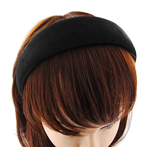 axy Haarreif mit Flanell Damen Haarband Vintage Hairband Stirnband Klassische und modische Haarreifen (Leder Optik) HRK5L (Schwarz) von axy