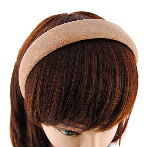 axy Haarreif mit Flanell Haarband Vintage Hairband Stirnband Klassische und modische Haarreifen (Leder Optik) HRK5 (Beige) von axy