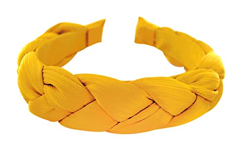axy Haarreif mit Geflochtener Stoff in Candy Colours - Wunderschön Damen Stirnband Haarschmuck Haarreifen HRZ2 (Senfgelb) von axy