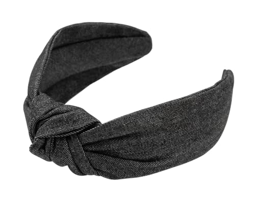 axy Haarreif mit Knoten aus Jeansstoff - Wunderschön Damen Stirnband Haarschmuck Haarreifen HR35J (Schwarz) von axy