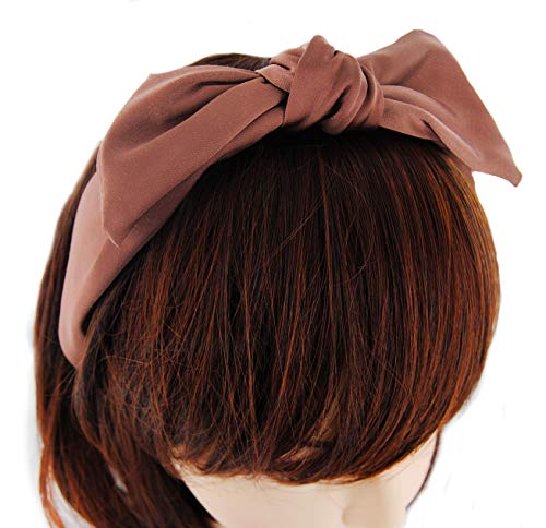 axy Haarreif mit Schleife aus Satin, Haarband Vintage Damen Hairband Stirnband Haarreifen HRS1 (Braun) von axy