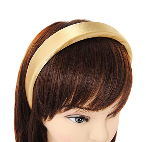 axy Haarreif mit Stoff gepolstertes Candy Colours und Satin Bezogen - Wunderschön Damen Stirnband Haarschmuck Haarreifen HRK7A (Gold) von axy