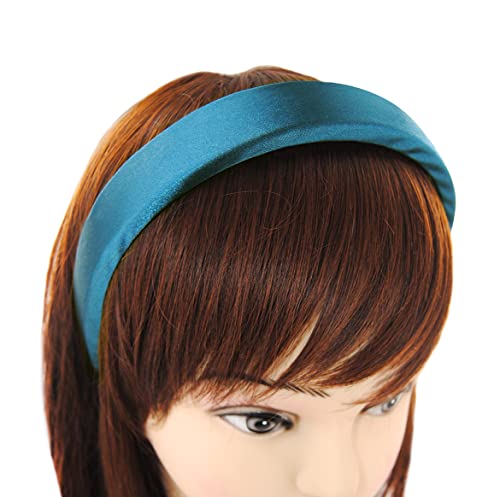 axy Haarreif mit Stoff gepolstertes Candy Colours und Satin Bezogen - Wunderschön Damen Stirnband Haarschmuck Haarreifen HRK7A (Petrolblau) von axy