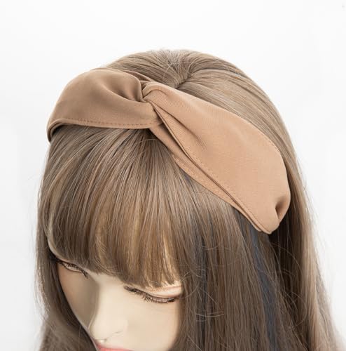 axy Haarreif mit raffinierten Knoten und zweilagig Stoff bezogen - Wunderschön Damen Stirnband Haarschmuck Haarreifen HRD5 (Beige) von axy