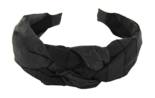 axy Haarreif mit zwei unterschiedliche Stoffe und Zopfdetail - Wunderschön Vintage Look Stirnband Haarschmuck Damen Haarreifen HRZO1 (Schwarz) von axy