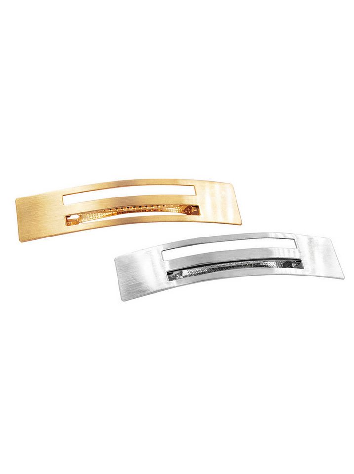 axy Haarspange Rechteck Haarspange aus glänzendem glattem Metall, 2 Stück Set, Haarspange Haarklammer Damen Geometrisch von axy