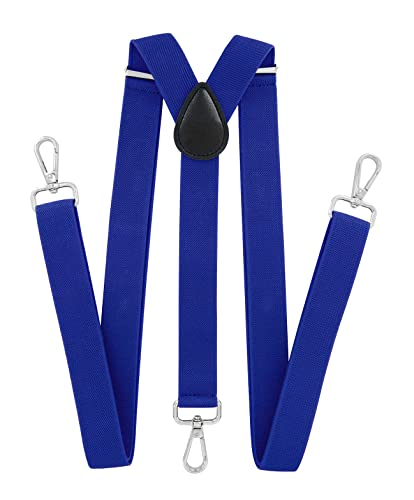 axy Herren Hosenträger mit 3 robusten Karabiner Verschluss 2,5 cm breit Y-Form stufenlos verstellbar (Blau) von axy