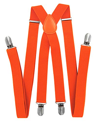 axy Hochwertige Herren Hosenträger breit 2,5 cm mit 4 Starken Clips X-Form und Damen (Orange) von axy