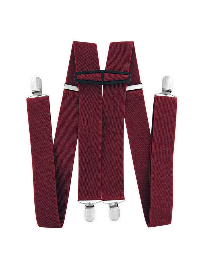 axy Hosenträger Herren Hosenträger 4 Stabile Clips H-Form einfarbig 3,5cm Breit verstellbar und elastisch 120cm Lang von axy