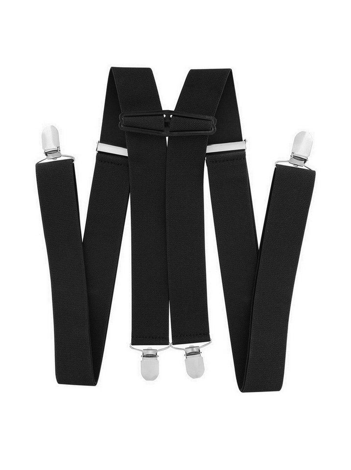 axy Hosenträger Herren Hosenträger 4 Stabile Clips H-Form einfarbig 3,5cm Breit verstellbar und elastisch 120cm Lang von axy