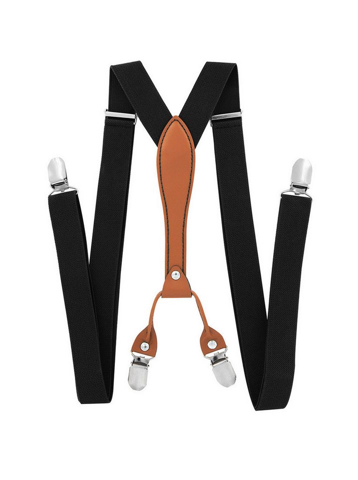 axy Hosenträger Herren Hosenträger 4 Stabile Clips X-Form 2,5cm Breit verstellbar und elastisch 120cm Lang von axy