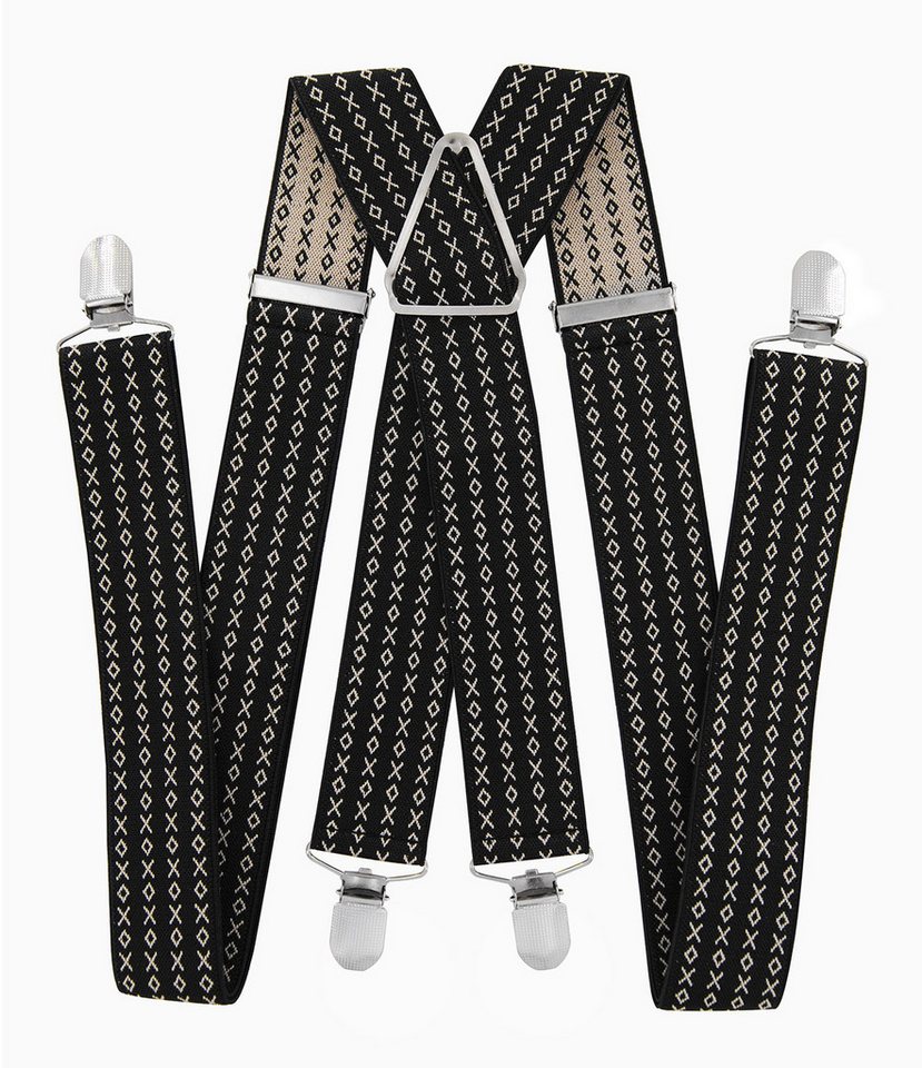 axy Hosenträger Herren Hosenträger 4 Stabile Clips X-Form 3,5cm Breit verstellbar und elastisch 120cm Lang von axy