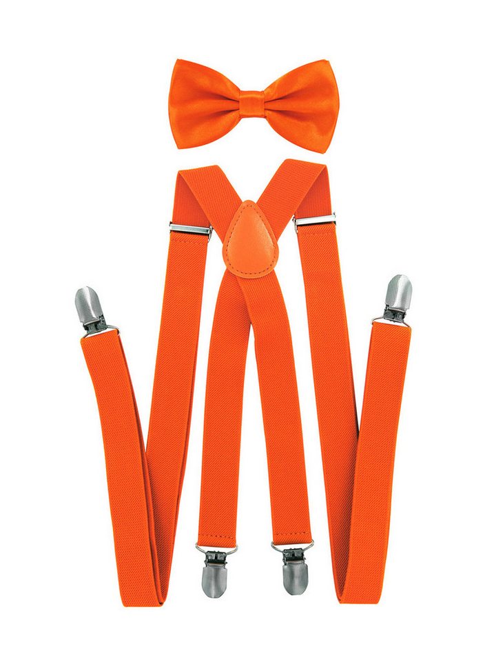 axy Hosenträger Herren Hosenträger mit Fliege Set (2-St., 2er Set) 4 Stabile Clips X-Form 2,5cm Breit verstellbar und elastisch von axy