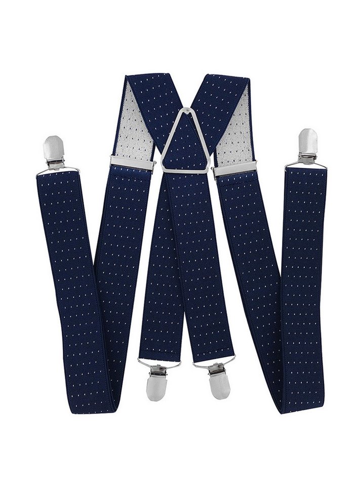 axy Hosenträger Herren Hosenträger mit Punkten 4 Stabile Clips X-Form 3,5cm Breit verstellbar und elastisch 120cm Lang von axy