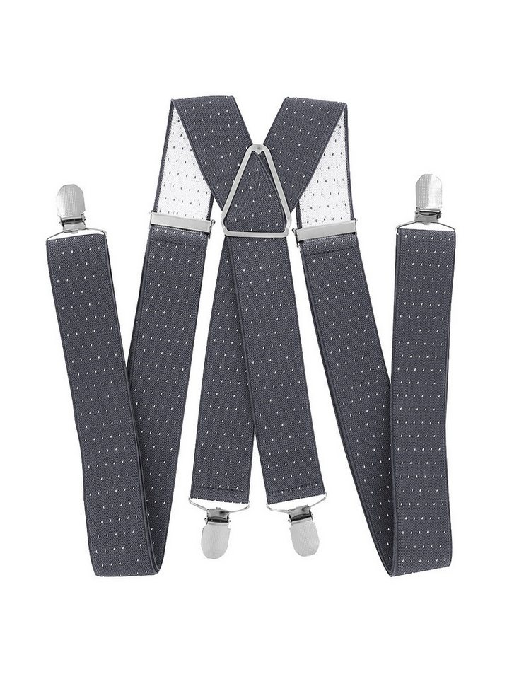 axy Hosenträger Herren Hosenträger mit Punkten 4 Stabile Clips X-Form 3,5cm Breit verstellbar und elastisch 120cm Lang von axy