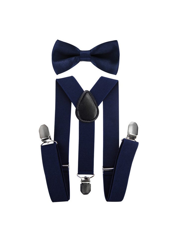 axy Hosenträger Kinder Jungen Hosenträger mit Fliege Set (2-St., 2er Set) für Kinder 1-6 Jahre alt, verstellbar und elastisch von axy