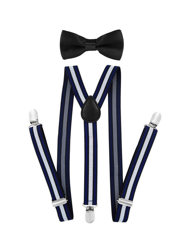 axy Hosenträger Kinder Jungen Hosenträger und Fliege set für Kinder 7-12 Jahren (2-St., 2er Set) Hosenträger mit farblich passender Fliege, verstellbar und elastisch von axy