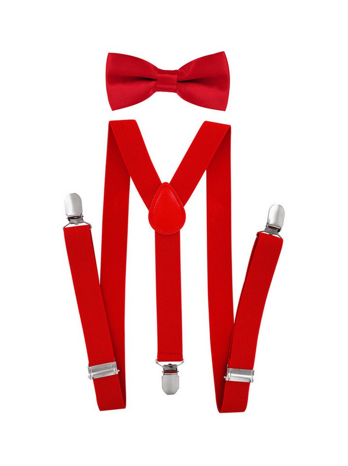 axy Hosenträger Kinder Jungen Hosenträger und Fliege set für Kinder 7-12 Jahren (2-St., 2er Set) Hosenträger mit farblich passender Fliege, verstellbar und elastisch von axy