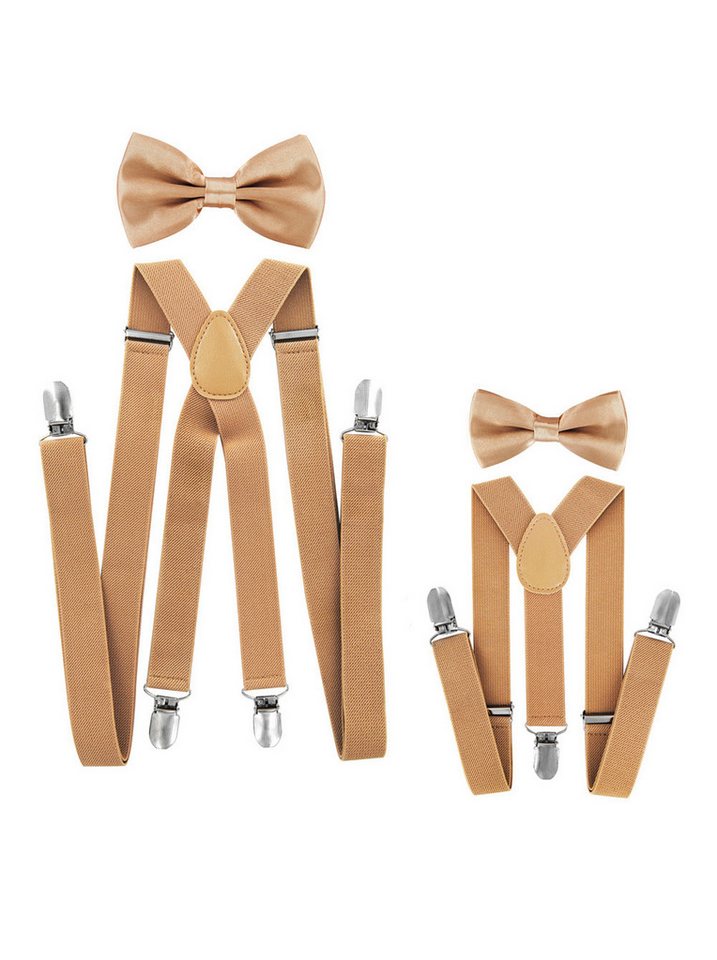 axy Hosenträger Papa und Sohn Hosenträger mit Fliege Set (Partnerlook für Herren und Kinder 1-6 Jahren, Vater-Sohn Set) Fotoshooting Familien Outfit von axy