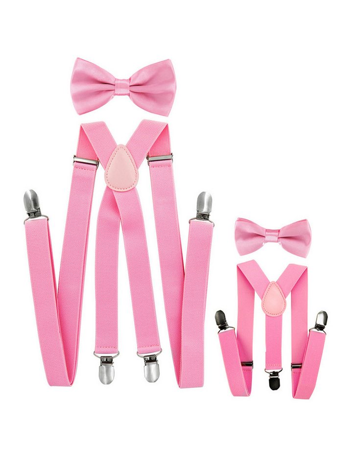 axy Hosenträger Papa und Sohn Hosenträger mit Fliege Set (Partnerlook für Herren und Kinder 1-6 Jahren, Vater-Sohn Set) Fotoshooting Familien Outfit von axy