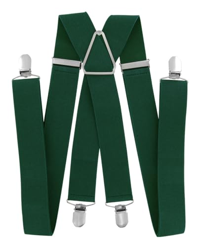 axy Hosenträger für Herren breit 3,5 cm in X-Form mit 4 Hosenträger Clips extra stark längenverstellbar 35mm (Grün) von axy