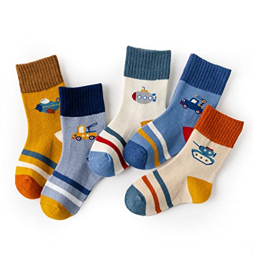 axy Kinder Socken 5 Paar Multipack Jungen Mädchen Kindersocken Kleinkinder Kids Strümpfe Dinos Auto (31-34, 5er - Fahrzeuge) von axy