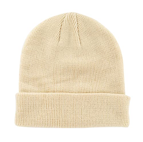 axy Kinder Winter Beanie Strickmütze mit breiter Krempe für Jungs und Mädchen von 1-6 Jahren, Kindermütze Jungen Kleinkind (Beige) von axy