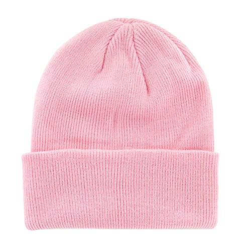 axy Kinder Winter Beanie Strickmütze mit breiter Krempe für Jungs und Mädchen von 1-6 Jahren, Kindermütze Jungen Kleinkind (Rosa) von axy